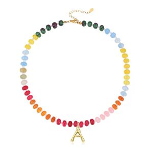Initial Necklace for Women Handmade Colorful Beaded Necklace Bubble Letter Necklace Gold Initial Stockings Christmas Gifts for Women