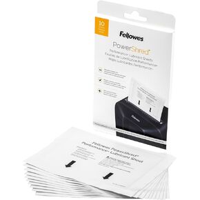 Fellowes Powershred Performance Paper Shredder Lubricant Sheets with Paper Shredder Oil Lubricant for Cross-Cut and Micro-Cut Paper Shredders, 6 x 8.50 x 0.031 Inch, 10-Pack