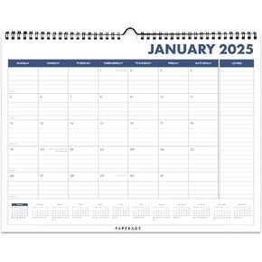 PAPERAGE Calendar 2025-12 Month (Black), Minimalist Wall and Desk Calendar with Monthly Views and Yearly Plans – Medium (11.5 in x 14.75 in)