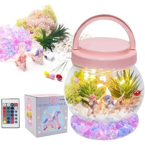 DIY Light-Up Unicorn Terrarium Jar Kit for Kids, RGBW Color Changing Night Light with Remote Control Arts Crafts Unicorns Activities Kits Presents for Age 4 5 6 7 8 9 10 Years Old Birthday Gifts Toys