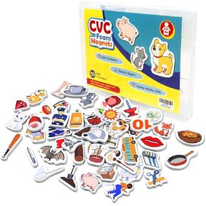 Magnetic Foam CVC Word Games - 50 Fridge Magnets for Kids, Speech Therapy & Learning Toys for Toddlers, Preschool & Kindergarten Phonics, Spelling & Reading Classroom Supplies