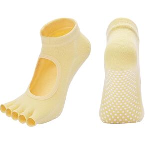 Vanktion 2 Pairs Toeless Yoga Socks Non-Slip Grips for Pilates Ballet Dance Barefoot Workout Cotton Open Toe Sports Socks