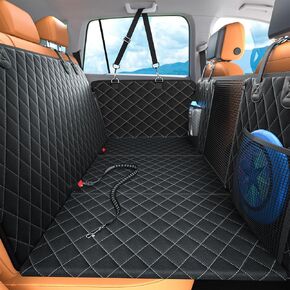 Dog Car Seat Cover for Back Seat, Sturdy Waterproof Scratch-Proof Back Seat Extender for Dogs-Supports 400lb, Heavy Duty Dog Hard Bottom Dog Car Seat Cover, Dog Hammock for Cars, SUV(Black)
