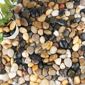 18 lb 1" Natural Polished Black River Rock for Plants,Aquarium,Vase,Garden Landscape Rocks and Outdoor Decorative Stones