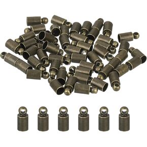 uxcell 50Pcs Leather Cord End Caps, 10mm OD Column Barrel Terminators for DIY Making Leather Bracelets Tassels, Light Golden