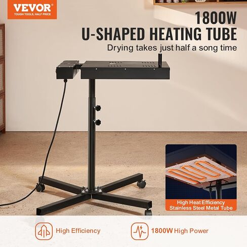 مجفف فلاش VEVOR Pro مقاس 18 × 18 بوصة، مجفف فلاش صندوق التحكم الكهربائي بقدرة 2000 واط لآلة طباعة الشاشة مع حامل قابل للتعديل للارتفاع، دوران 360 درجة، قاعدة على شكل X، آلة معالجة القمصان الفولاذية in Saudi Arabia