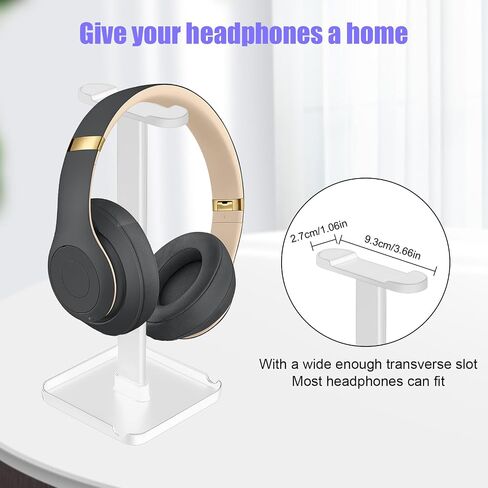 Headphone Stand with Phone Stand Storage Tray Headsets Stand Gaming Headphone Holder for All Headphones 3 in 1 for AirPods Max Beats Sony Bose White in Saudi Arabia