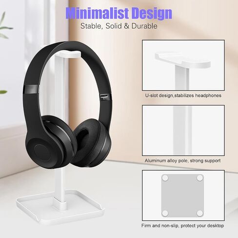 Headphone Stand with Phone Stand Storage Tray Headsets Stand Gaming Headphone Holder for All Headphones 3 in 1 for AirPods Max Beats Sony Bose White in Saudi Arabia
