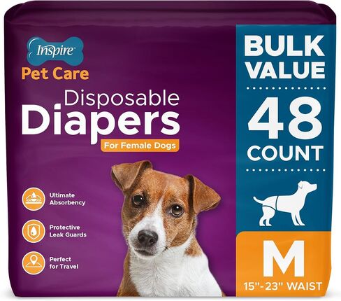 Inspire Pet Care Dog Diapers Female Dogs | Bulk Value Doggie Incontinence, Accidents, for Heat, Pee or Period and Housebreaking (X-Small (50 Count)) in Saudi Arabia