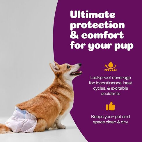 Inspire Pet Care Dog Diapers Female Dogs | Bulk Value Doggie Incontinence, Accidents, for Heat, Pee or Period and Housebreaking (X-Small (50 Count)) in Saudi Arabia