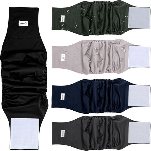 Vecomfy Belly Bands for Male Dogs Diapers(5 Pack),Premium Washable Reusable Small Dog Belly Wrap Leakproof Puppy Diapers,M in Kuwait