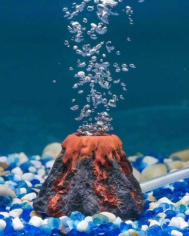 Uniclife Aquarium Volcano Ornament Kit Fish Tank Decoration Mini Resin Volcanic Decor for Fish Tank Landscape Realistic Mountain with Air Stone Bubbler Airline Tubing Accessories for Oxygenation in Saudi Arabia