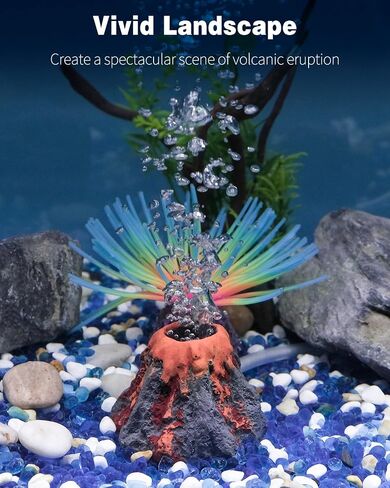 Uniclife Aquarium Volcano Ornament Kit Fish Tank Decoration Mini Resin Volcanic Decor for Fish Tank Landscape Realistic Mountain with Air Stone Bubbler Airline Tubing Accessories for Oxygenation in Saudi Arabia