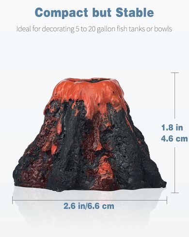 Uniclife Aquarium Volcano Ornament Kit Fish Tank Decoration Mini Resin Volcanic Decor for Fish Tank Landscape Realistic Mountain with Air Stone Bubbler Airline Tubing Accessories for Oxygenation in Saudi Arabia