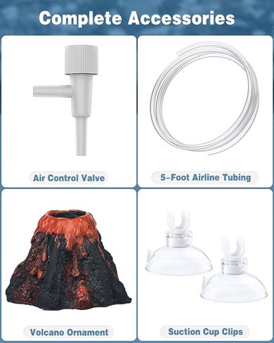Uniclife Aquarium Volcano Ornament Kit Fish Tank Decoration Mini Resin Volcanic Decor for Fish Tank Landscape Realistic Mountain with Air Stone Bubbler Airline Tubing Accessories for Oxygenation in Saudi Arabia