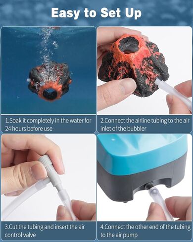 Uniclife Aquarium Volcano Ornament Kit Fish Tank Decoration Mini Resin Volcanic Decor for Fish Tank Landscape Realistic Mountain with Air Stone Bubbler Airline Tubing Accessories for Oxygenation in Saudi Arabia