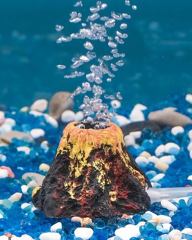 Uniclife Aquarium Volcano Ornament Kit Fish Tank Decoration Mini Resin Volcanic Decor for Fish Tank Landscape Realistic Mountain with Air Stone Bubbler Airline Tubing Accessories for Oxygenation in Saudi Arabia