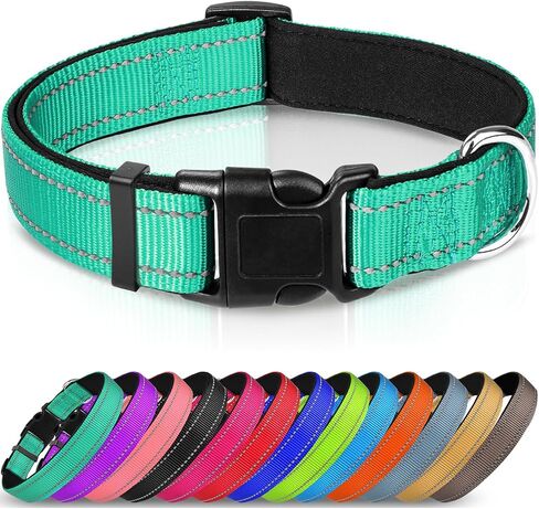 Joytale Reflective Dog Collar,Soft Neoprene Padded Breathable Nylon Pet Collar Adjustable for Large Dogs,Hotpink,L in Saudi Arabia