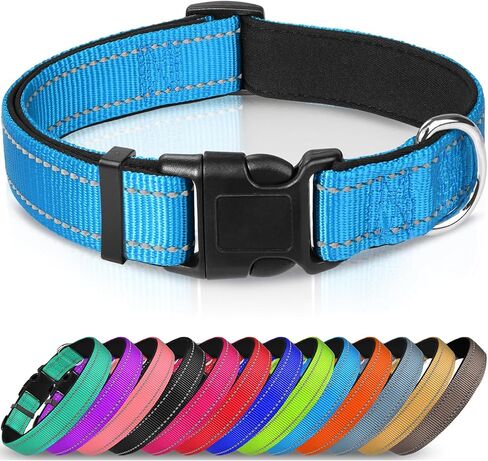 Joytale Reflective Dog Collar,Soft Neoprene Padded Breathable Nylon Pet Collar Adjustable for Large Dogs,Hotpink,L in Saudi Arabia
