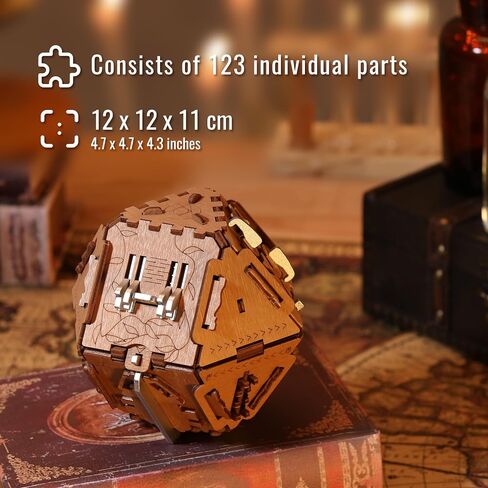 Philosopher's Stone Puzzle Box - 3D Brain Teaser Puzzle for Adults - Wooden Treasure Chest - Money Puzzle Box for Cash Gift - Escape Room Game (Metal) in Kuwait