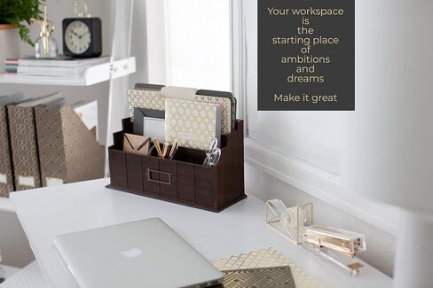 منظم بريد خشبي بني من BLU MONACO - منظم مكتب بني 3 طبقات - فارز بريد ريفي ريفي - سلة بريد منظم لسطح المطبخ in Kuwait