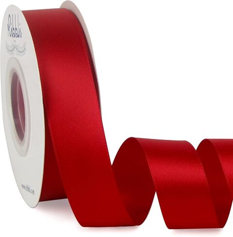 Ribbli Double Faced Red Satin Ribbon,1" x Continuous 25 Yards,Fabric Ribbon Use for Bows Bouquet,Christmas Gift Wrapping,Floral Arrangement in Saudi Arabia