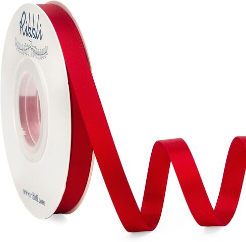 Ribbli Double Faced Red Satin Ribbon,1" x Continuous 25 Yards,Fabric Ribbon Use for Bows Bouquet,Christmas Gift Wrapping,Floral Arrangement in Saudi Arabia
