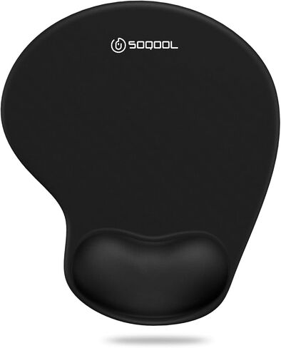 Soqool Mouse Pad, Ergonomic Mouse Pad with Comfortable Gel Wrist Rest Support and Non-Slip PU Base for Easy Typing Pain Relief, Durable and Washable, Classic Black in Saudi Arabia