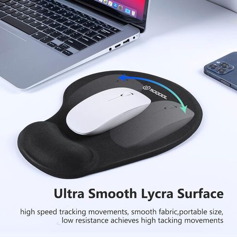Soqool Mouse Pad, Ergonomic Mouse Pad with Comfortable Gel Wrist Rest Support and Non-Slip PU Base for Easy Typing Pain Relief, Durable and Washable, Classic Black in Saudi Arabia