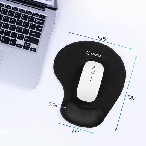 Soqool Mouse Pad, Ergonomic Mouse Pad with Comfortable Gel Wrist Rest Support and Non-Slip PU Base for Easy Typing Pain Relief, Durable and Washable, Classic Black in Saudi Arabia