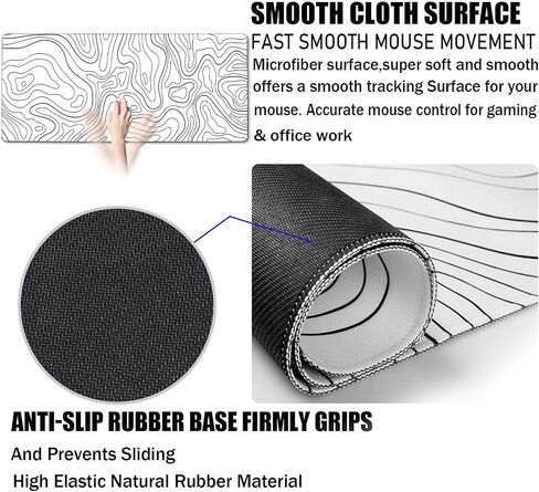 TEDNETGO Large Mouse Pad, Gaming Mouse Pad, Long Mouse Pads, Waterproof Extra Large Big Mouse Pad with Stitched Edge, XXL Non-Slip Black Computer Mousepad Desk Mat for Gamer, Office & Home, Black in Saudi Arabia