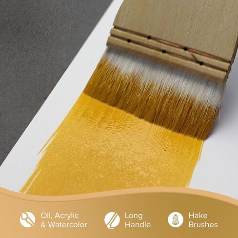 Silver Brush Limited 5001-50 Silver Atelier Hake Flat Paintbrush for Oil, Acrylic, Watercolor, Gesso and Grounds, Varnish and Top Coat, Size 50, Long Handle in Saudi Arabia