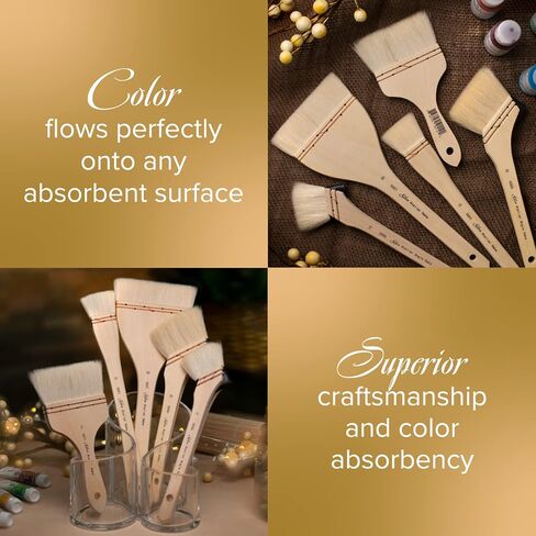 Silver Brush Limited 5001-50 Silver Atelier Hake Flat Paintbrush for Oil, Acrylic, Watercolor, Gesso and Grounds, Varnish and Top Coat, Size 50, Long Handle in Saudi Arabia