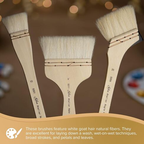 Silver Brush Limited 5001-50 Silver Atelier Hake Flat Paintbrush for Oil, Acrylic, Watercolor, Gesso and Grounds, Varnish and Top Coat, Size 50, Long Handle in Saudi Arabia