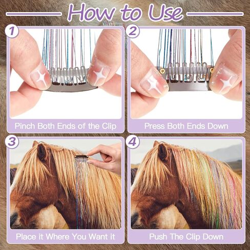 Juexica 18 Pcs Horse Bling Accessory Clip in Hair Extensions for Mane and Tail Tack Horse Stuff Pony Hair Tinsel for Real Horses Western Bride Horse Lover and Girls Birthday, Vivid Color in Saudi Arabia