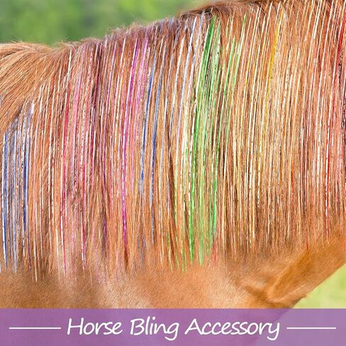 Juexica 18 Pcs Horse Bling Accessory Clip in Hair Extensions for Mane and Tail Tack Horse Stuff Pony Hair Tinsel for Real Horses Western Bride Horse Lover and Girls Birthday, Vivid Color in Saudi Arabia