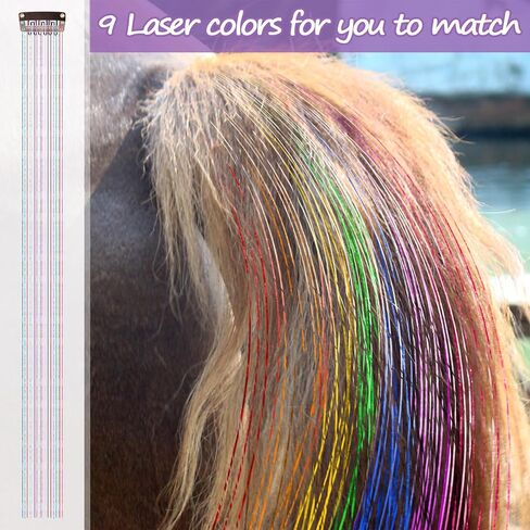 Juexica 18 Pcs Horse Bling Accessory Clip in Hair Extensions for Mane and Tail Tack Horse Stuff Pony Hair Tinsel for Real Horses Western Bride Horse Lover and Girls Birthday, Vivid Color in Saudi Arabia