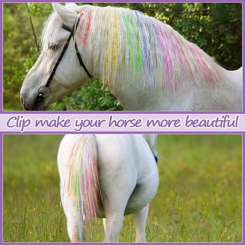 Juexica 18 Pcs Horse Bling Accessory Clip in Hair Extensions for Mane and Tail Tack Horse Stuff Pony Hair Tinsel for Real Horses Western Bride Horse Lover and Girls Birthday, Vivid Color in Saudi Arabia