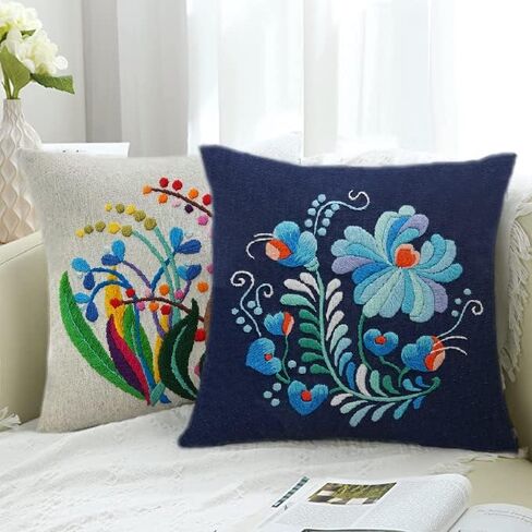 Picoey Modern Flower Heart Embroidery Kit for Beginners with Pattern and Instructions,4 Pack Cross Stitch Kits,2 Wooden Embroidery Hoops,Threads and Needles,Needlepoint Kit for Adults in Saudi Arabia