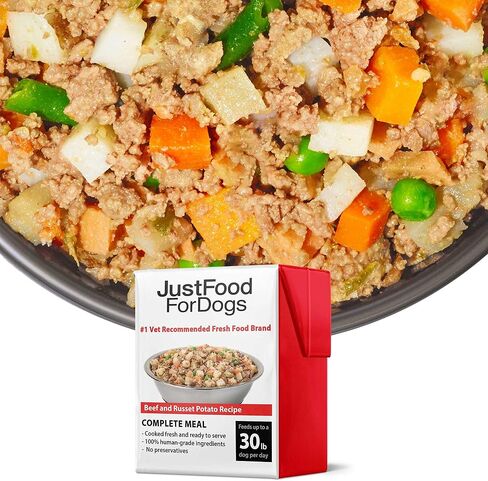 JustFoodForDogs Pantry Fresh Wet Dog Food, Complete Meal or Dog Food Topper, Beef & Russet Potato Human Grade Dog Food Recipe - 12.5 oz (Pack of 6) in Saudi Arabia