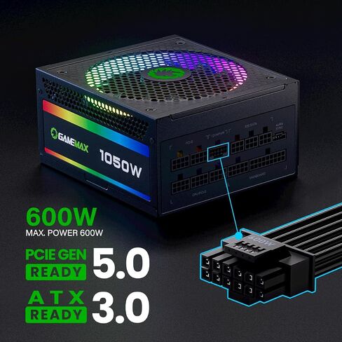 GAMEMAX RGB-850-SE، مزود طاقة RGB ATX بقدرة 850 وات 80Plus Gold معياري بالكامل in Kuwait