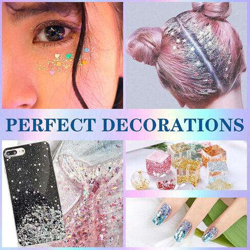 جليتر آرت كرافت، رقائق مكتنزة ثلاثية الأبعاد على شكل نجمة 3 مم من أجل الوحل وفن الأظافر والأكواب وحرف الراتنج وحفلات المهرجانات - 0.35 أونصة (10 جم) (فضي ليزر) in Kuwait