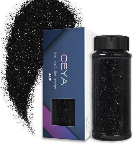 Ceya 3.5oz/ 100g Ultra Fine Glitter Powder Black Glitter 1/128" 0.008" 0.2mm for Roses Slime Epoxy Resin Craft Tumbler Jewelry Nail Art Festival Makeup Scrapbook Painting Wedding Cards in Kuwait