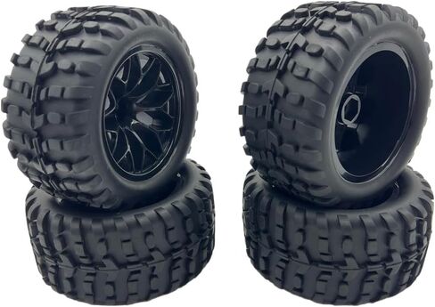 Pre-Glued 12mm Hex 1/10 Scale RC Truck Tires and Wheels for Traxxas Rustler Stampede 4x4 VXL 2WD, Redcat Volcano EPX Pro S30 Blackout XTE Pro, Mounted with Foam Inserts (4-Pack) in Saudi Arabia