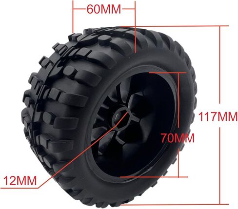 Pre-Glued 12mm Hex 1/10 Scale RC Truck Tires and Wheels for Traxxas Rustler Stampede 4x4 VXL 2WD, Redcat Volcano EPX Pro S30 Blackout XTE Pro, Mounted with Foam Inserts (4-Pack) in Saudi Arabia