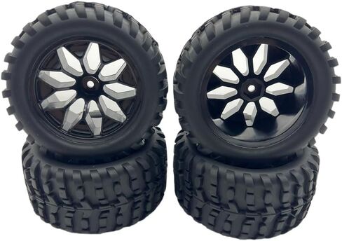 Pre-Glued 12mm Hex 1/10 Scale RC Truck Tires and Wheels for Traxxas Rustler Stampede 4x4 VXL 2WD, Redcat Volcano EPX Pro S30 Blackout XTE Pro, Mounted with Foam Inserts (4-Pack) in Saudi Arabia