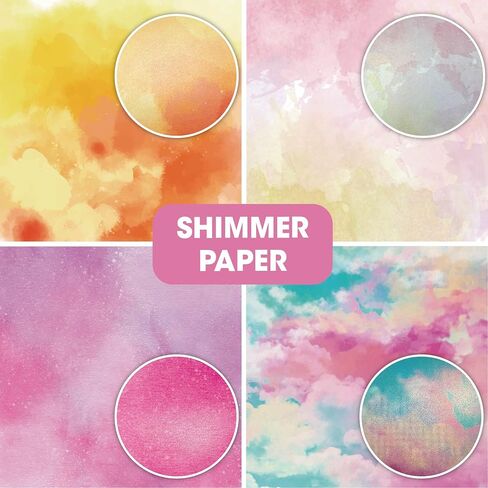 36 sheets 12x12 Paper Pad Pack Scrapbook Cardstock Decorative Paper - Shimmer Watercolor- for Card Making Journaling Planner Origami Scrapbook Paper Scrapbooking Supplies in Kuwait