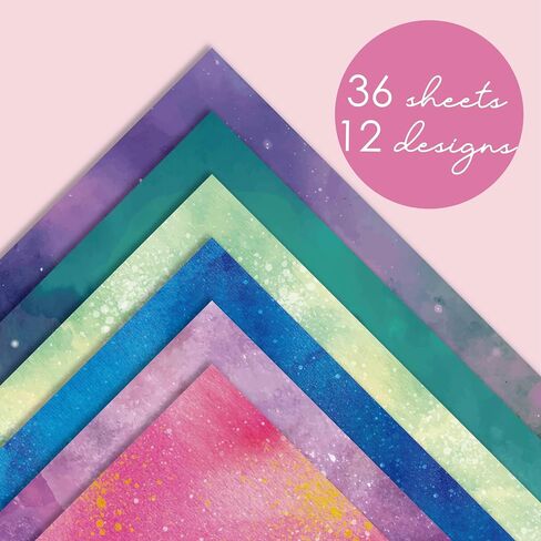 36 sheets 12x12 Paper Pad Pack Scrapbook Cardstock Decorative Paper - Shimmer Watercolor- for Card Making Journaling Planner Origami Scrapbook Paper Scrapbooking Supplies in Kuwait