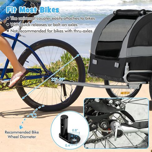 PETSITE Dog Bike Trailer, Dog Cart for Bicycle with 3 Breathable Mesh Entrances, Safety Flage, Easy Folding Pet Carrier with Quick Release Wheels, Pet Bike Trailer for Small & Medium Sized Dogs in Saudi Arabia