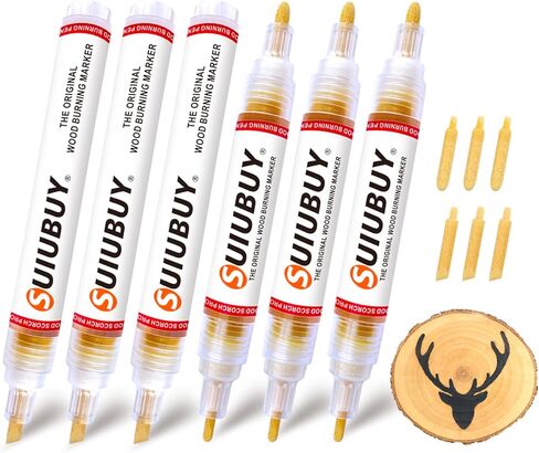 مجموعة أقلام حرق الخشب من SUIUBUY، 6 قطع من أقلام الحروق مجهزة بـ 6 قطع بديلة، مجموعة حرق الخشب الكيميائي، مناسبة للمبتدئين في مشاريع حرق الخشب التي تصنعها بنفسك in Kuwait